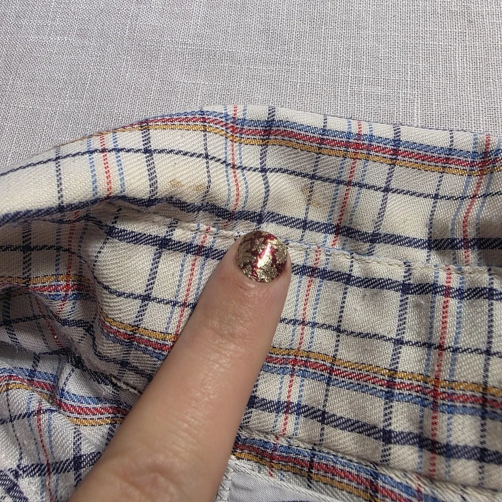 Vtg 70s Levi's Shirt Mens Medium Plaid Long Sleeve Button‎ Down Western Disco